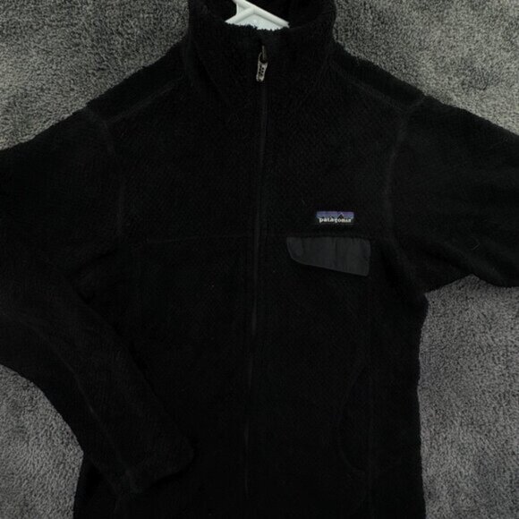 Patagonia Adult Women Jacket Black Full Zip Fuzzy XS Snap Pocket Long Sleeve - Picture 1 of 11